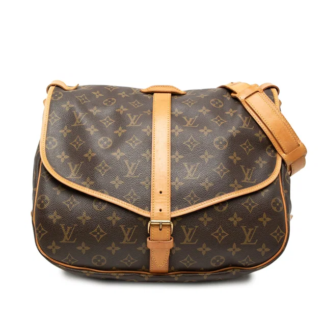 Brown Louis Vuitton Monogram Saumur 35 Crossbody Bag in Brown Coated canvas from Designer Revival