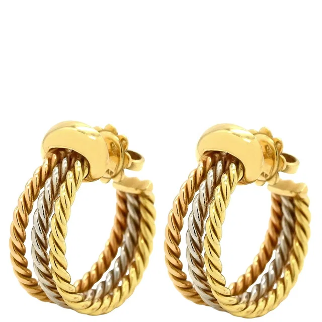 Bvlgari Earrings Trinity Hoop Yellow Gold Pink White 750 18K Yellow Gold PG WG in White from The Reluxe