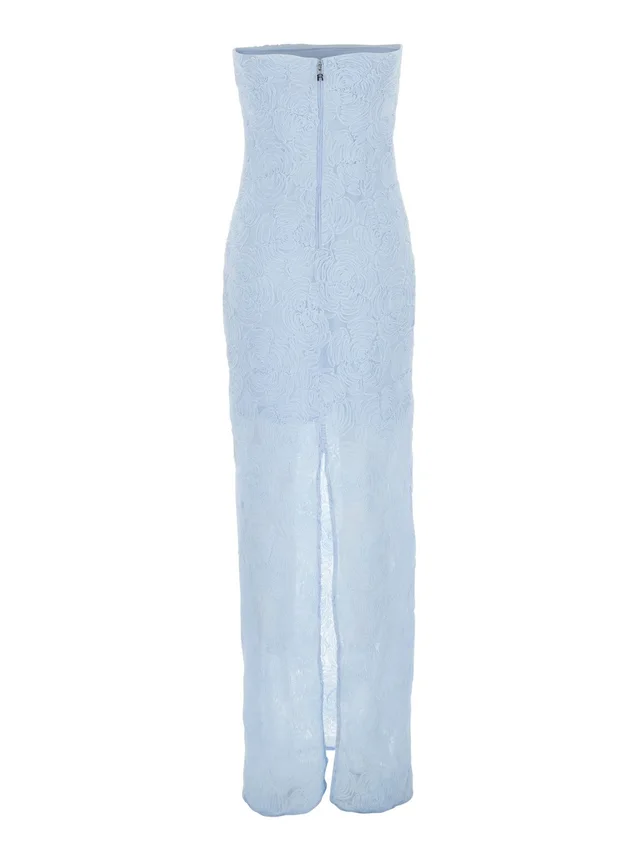 ROTATE Light blue Long dress with all-over floral motif and back closure in Tech Fabric woman in 95% Polyester 5% Elastane, photo 4 of 6 from Gaudenzi Boutique
