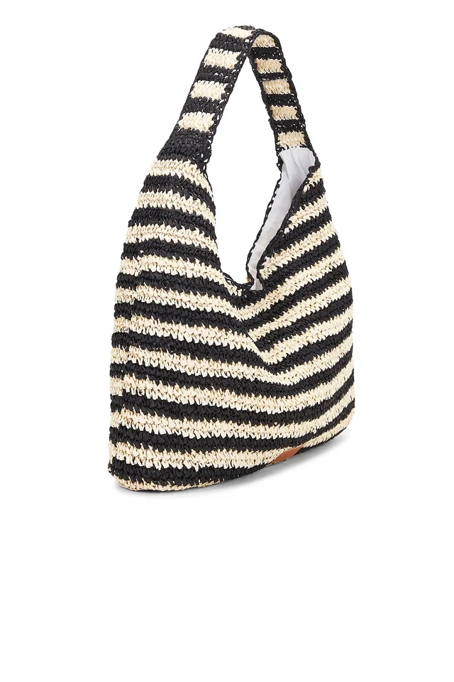 Seafolly Raffia Stripe Tote in Natural & Black, photo 3 of 4 from REVOLVE (Canada)