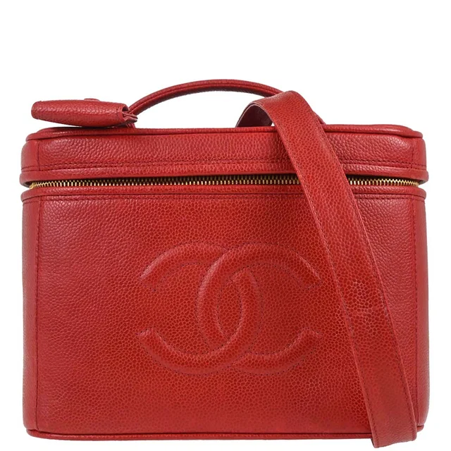 Chanel 1996-1997 Red Caviar Skin Vanity 2way Shoulder Handbag in Red Caviar leather from AMORE Vintage Tokyo
