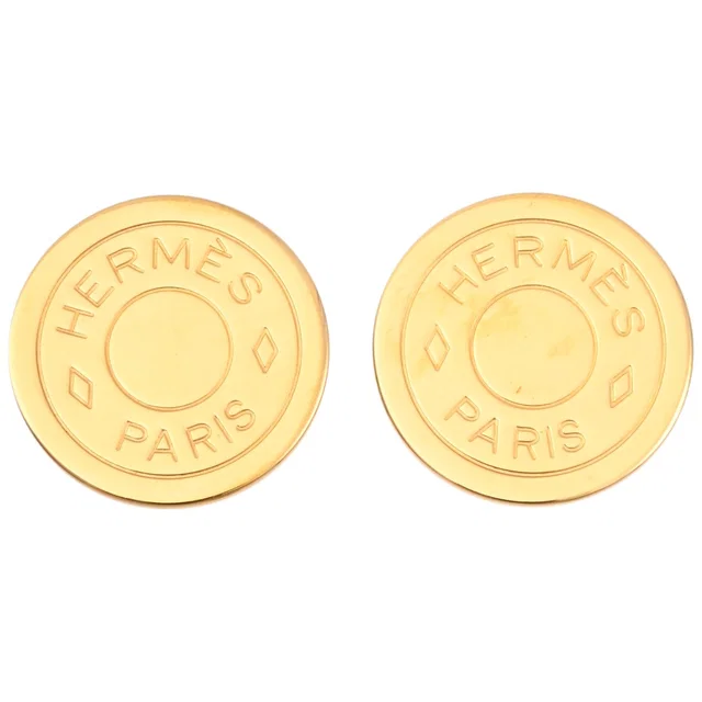 Hermès Serie Earrings - Gold in Gold from VINTAGE QOO TOKYO