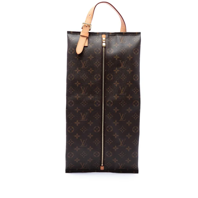 Brown Louis Vuitton Monogram Shoe Pouch Travel Bag in Brown Coated canvas from Designer Revival