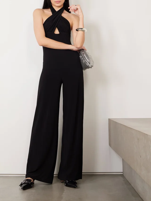 NORMA KAMALI Gathered stretch-jersey halterneck jumpsuit in Black, photo 2 of 2 from NET-A-PORTER (Canada)