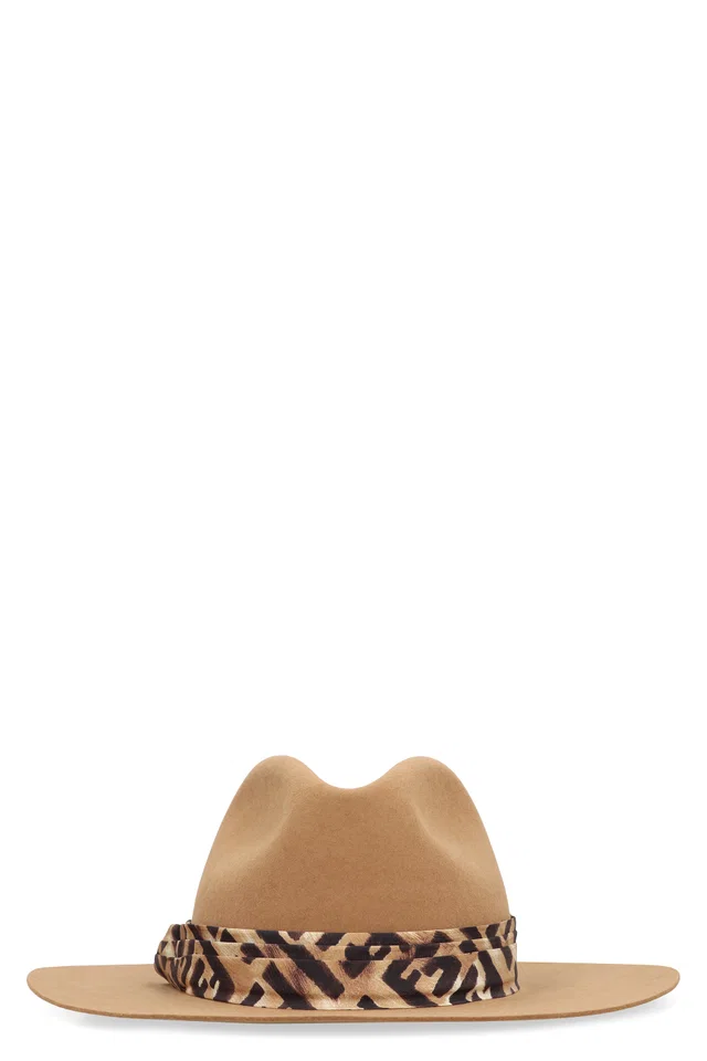 Fendi Fxq710 Camel Wool Felt Fedora — Fedoras in Brown Wool from HEWI