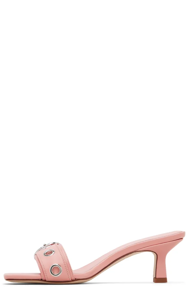 Aeyde Pink Gilly Eyelet Heeled Sandals, photo 3 of 4 from SSENSE