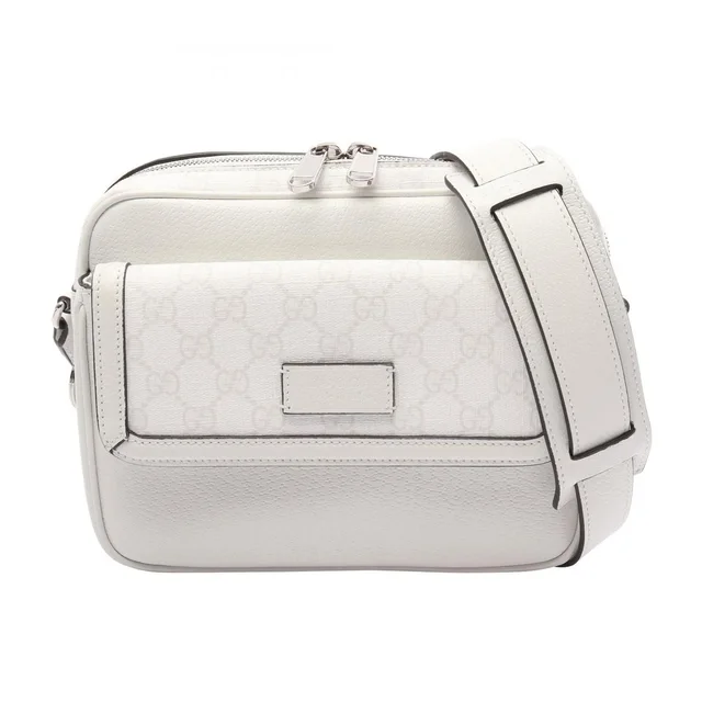 Gucci Shoulder Bag GG Supreme Small Cross White Canvas Leather in White Canvas from The Reluxe