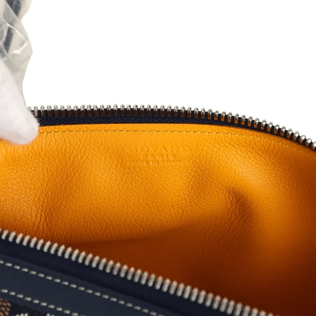 Goyard Goyardine Canvas Bonbonnière Bag Navy Blue Chevroches Calfskin Palladium Hardware in Navy Calfskin from Madison Avenue Couture, photo 9 of 9