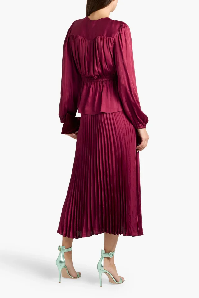 Derek Lam 10 Crosby Liriel Pleated Charmeuse Midi Skirt in Plum, photo 3 of 4 from THE OUTNET