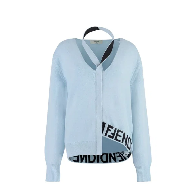 Fendi Blue Cashmere Cardigan in Blue Cashmere from HEWI