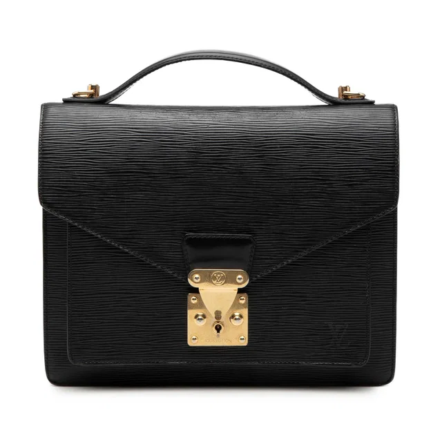 Black Louis Vuitton Epi Monceau 28 Satchel in Black Leather from Designer Revival