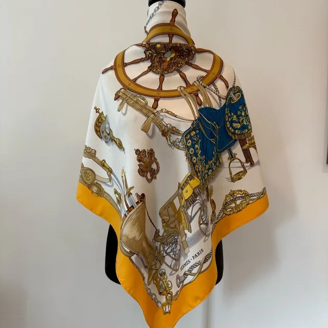 Hermès Herms Nautical Themed Silk Scarf in blue|gold Silk from Poshmark, photo 4 of 15