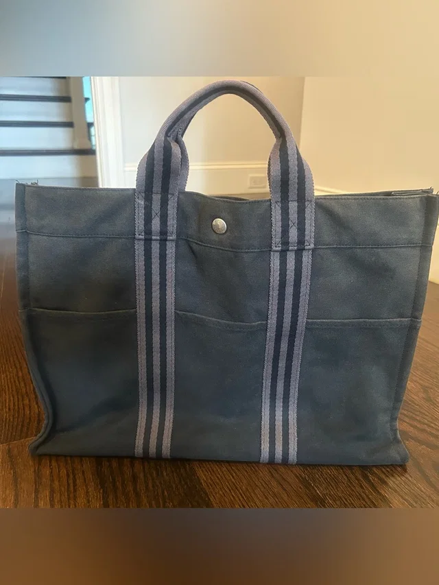 Hermès Canvas Tote in black Canvas from Poshmark