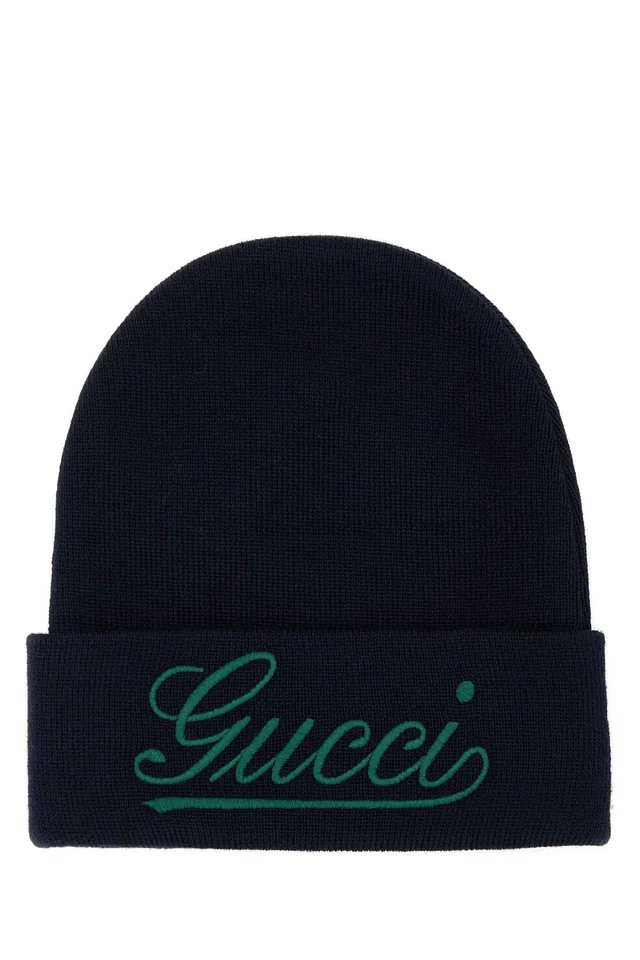 Gucci Hat Beanie — Navy Exterior: Wool Beanies in Navy Wool from HEWI