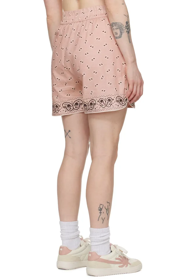 Palm Angels Pink Paisley Shorts, photo 3 of 3 from SSENSE
