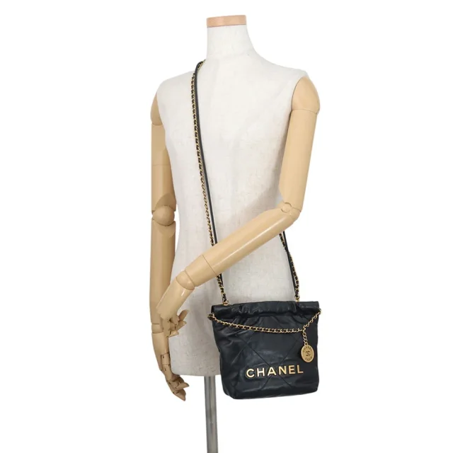 Chanel CHANEL22 BlackAS3980 Shiny Calf Leather Size Mini in Calfskin from GALLERY RARE, photo 5 of 17