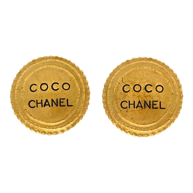 Chanel Round Coco Gold-Tone Clip-On Earrings from Clotheshorse Anonymous