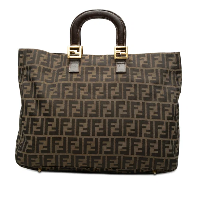 Brown Fendi Large Zucca Canvas Twins Tote in Brown Canvas from Designer Revival