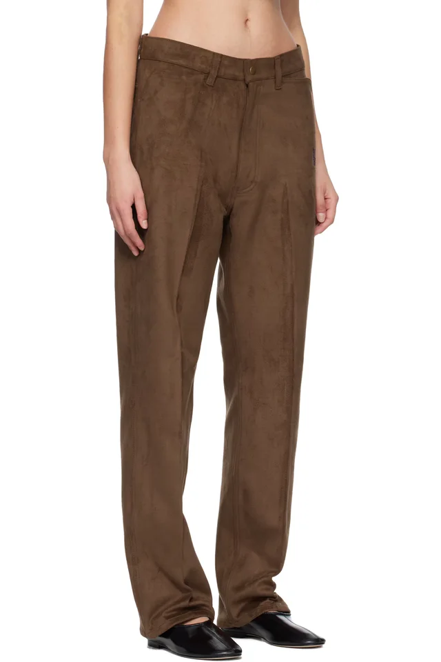 NEEDLES Brown Straight Faux-Suede Pants, photo 2 of 2 from SSENSE
