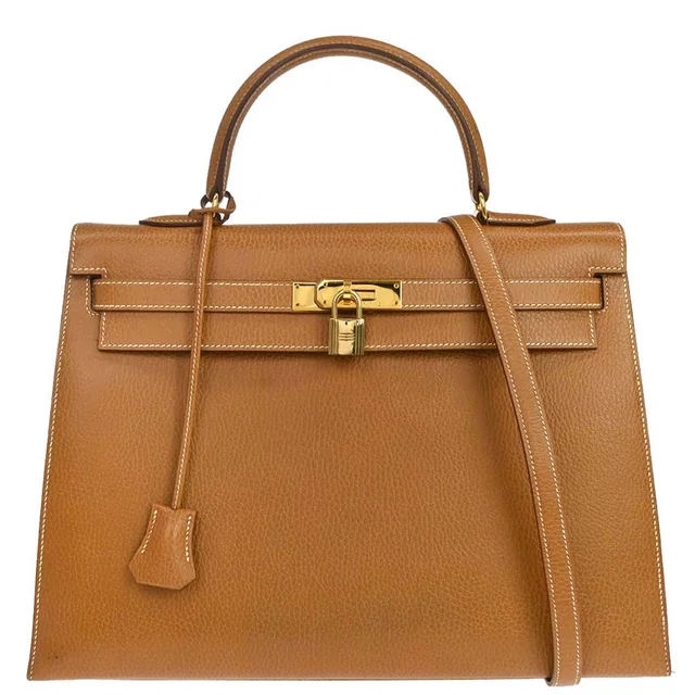 Hermès Natural Sable Ardennes Kelly 35 Sellier 2way Shoulder Handbag in Beige from AMORE Vintage Tokyo