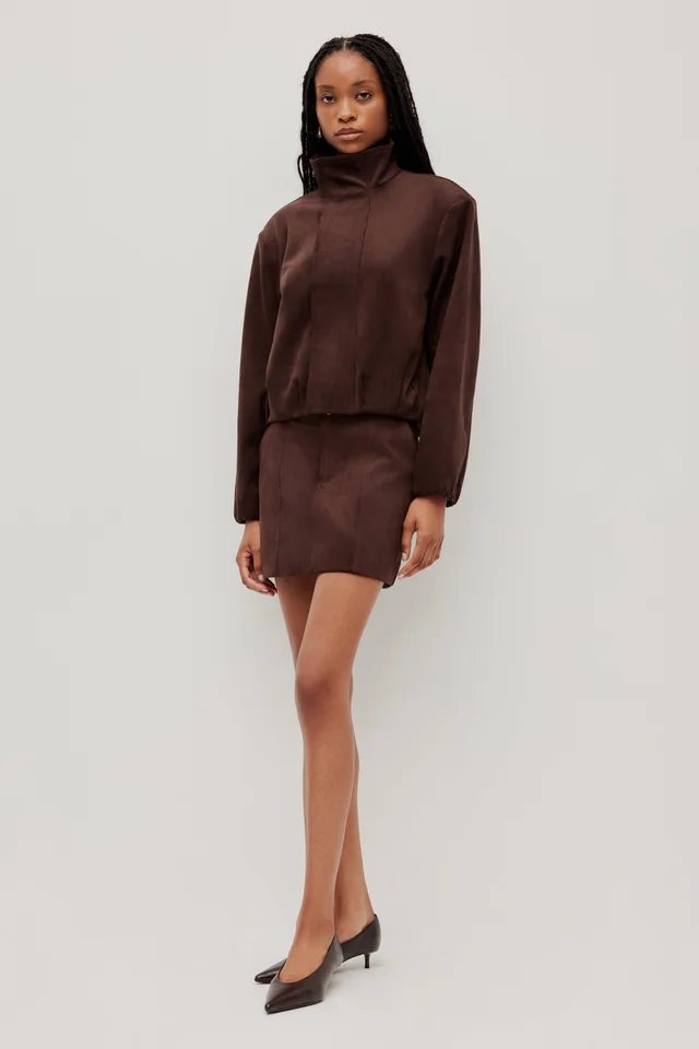 Aje Studio Philo Vegan Suede Jacket in Brown from Aje, photo 1 of 1