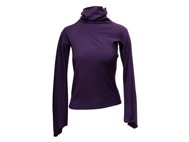 Eggplant Fendi Cashmere & Silk Turtleneck Top Size IT 40 in Silk from Designer Revival