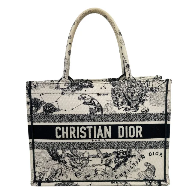 Dior Book Medium Embroidered Canvas Tote Bag White in White Canvas from Dallas Designer Handbags