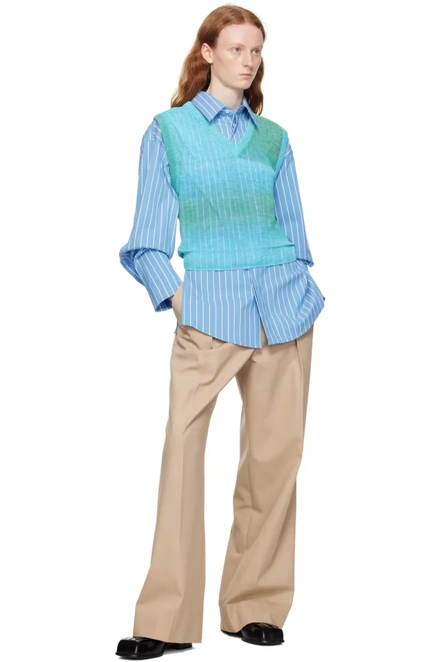 WOOYOUNGMI Blue Gradient Stripe Vest, photo 4 of 4 from SSENSE