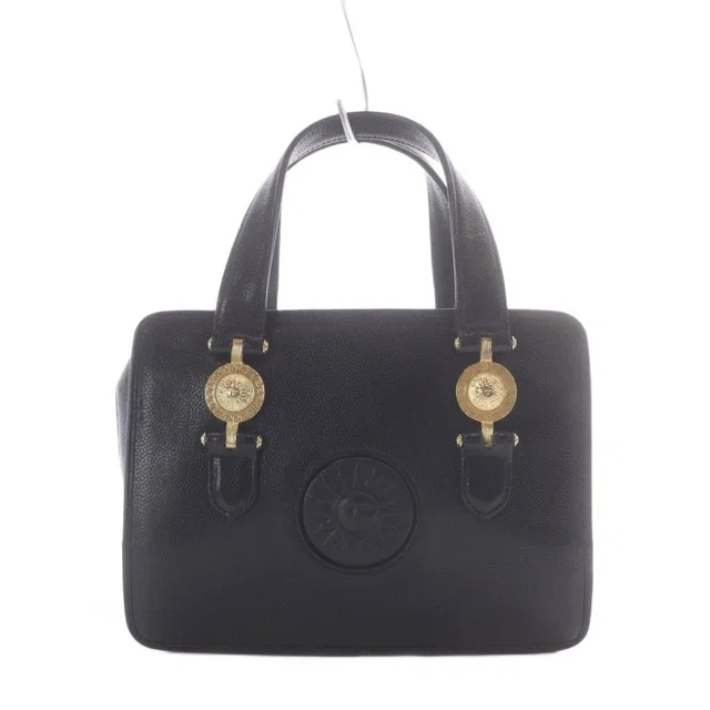 Versace Sunburst Handbag Black Leather Vintage RI in Black Leather from The Reluxe