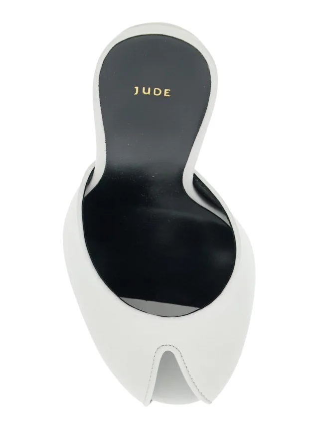 JUDE 'Date' white Heeled Sandals with cut-out toe in leather women in White 100% Lambskin, photo 7 of 8 from Gaudenzi Boutique