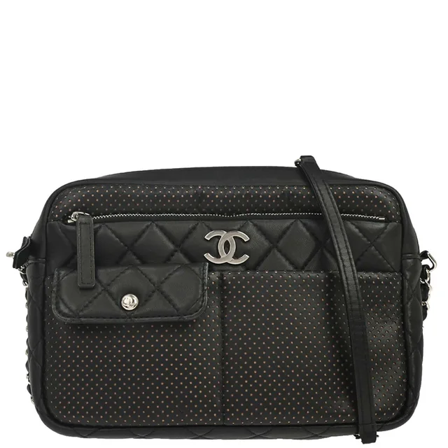 Chanel 2019 Black Perforated Lambskin Ultra Pocket Camera Bag in Black Lambskin from AMORE Vintage Tokyo