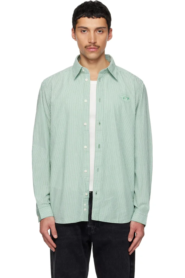 Diesel Green & White S-Simply-Bkbz Shirt, image 1 of 1 from SSENSE