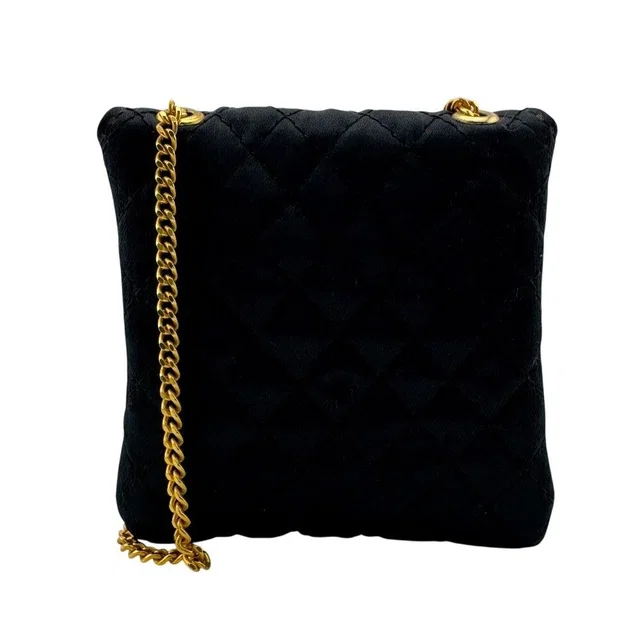 Chanel Quilted Leather Chain Shoulder Pouch Black in Black Leather from The Reluxe