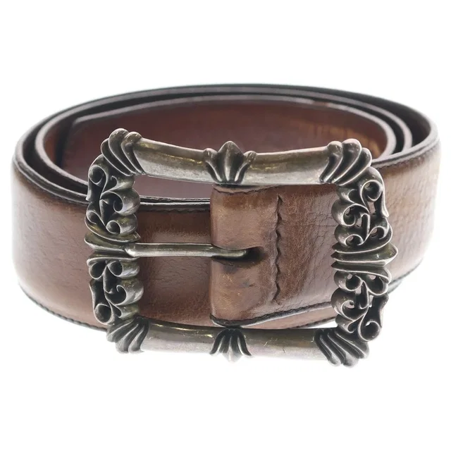 Chrome Hearts Blt Filigree Otj Leather Belt Brown Silver in Brown Leather from The Reluxe