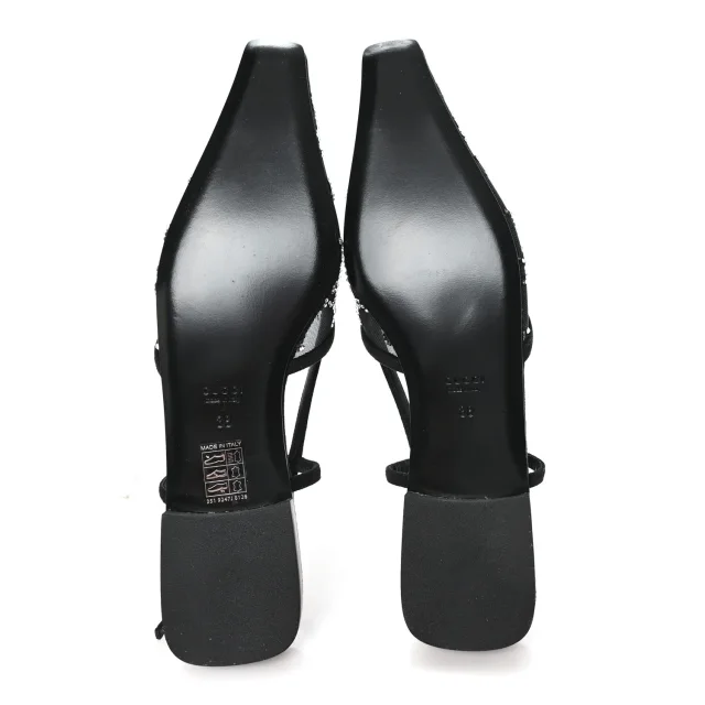 Gucci Tela Retino Kid Scamosciato Crystal GG Monogram Square G 35mm Slingback Pumps 38 Black in Black Suede from FASHIONPHILE, photo 6 of 8