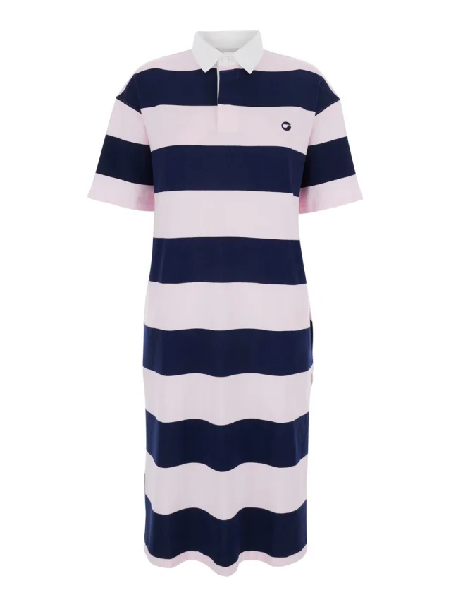 Multicolor Dress with All-Over Striped Motif and Embroidered Logo on Front in Cotton Woman in Multicolor, image 1 of 1 from Gaudenzi Boutique