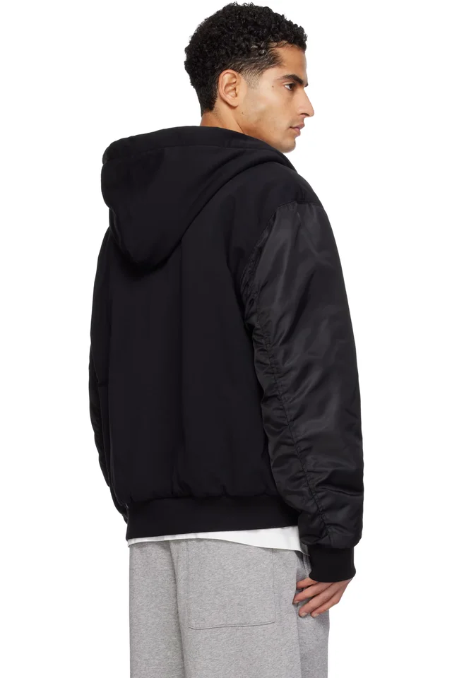 MM6 Maison Margiela Black Hooded Jacket, photo 3 of 4 from SSENSE