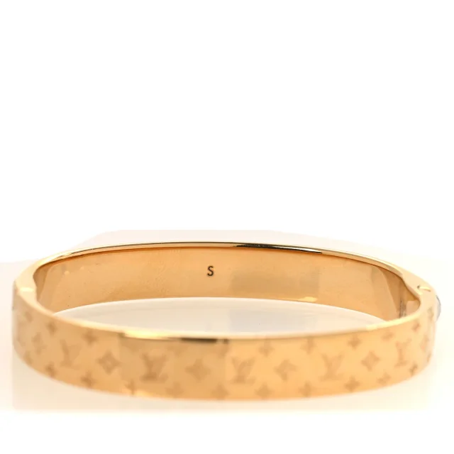 Louis Vuitton Brass Monogram Nanogram Cuff S Gold in Gold from FASHIONPHILE, photo 6 of 6