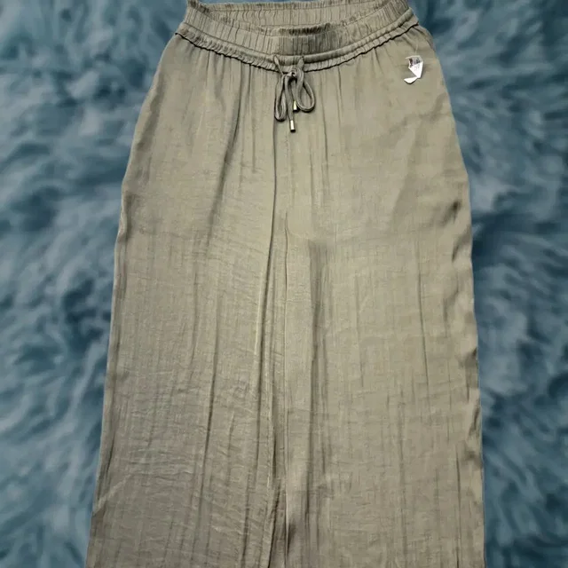 Christian Lacroix Pants Women's Small Olive Green Satin Wide Leg Drawstring Trousers in Brown, Women's (Size 28) in red|brown Satin from Grailed