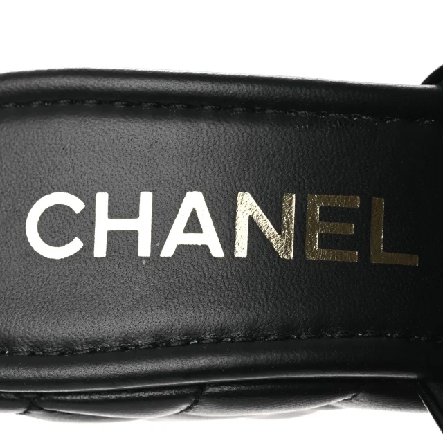 Chanel Quilted CC Platform Mules 39 Black in Black Lambskin from FASHIONPHILE, photo 9 of 11