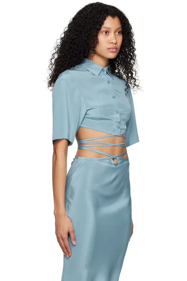 Christopher Esber Blue Crop Tie Shirt, photo 2 of 3 from SSENSE