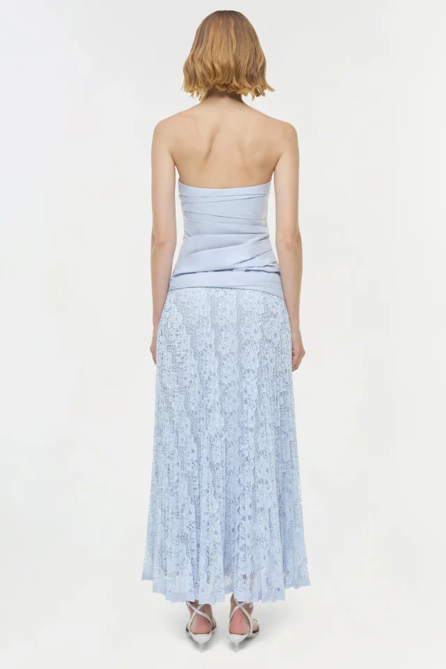 SIMKHAI Annalise Cotton Lace Midi Dress in PERIWINKLE SKY Cotton Poplin / Lace, photo 5 of 7 from SIMKHAI