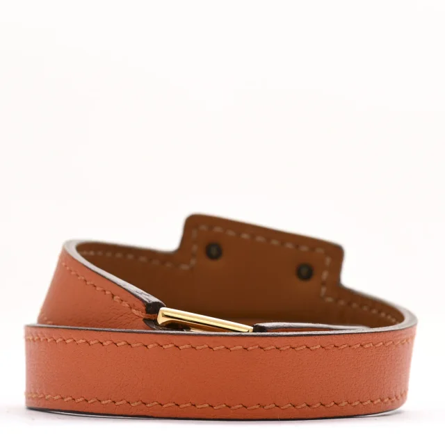 Hermès Swift O'Kelly Double Tour Bracelet T2 Orange in Orange Swift leather from FASHIONPHILE, photo 3 of 8