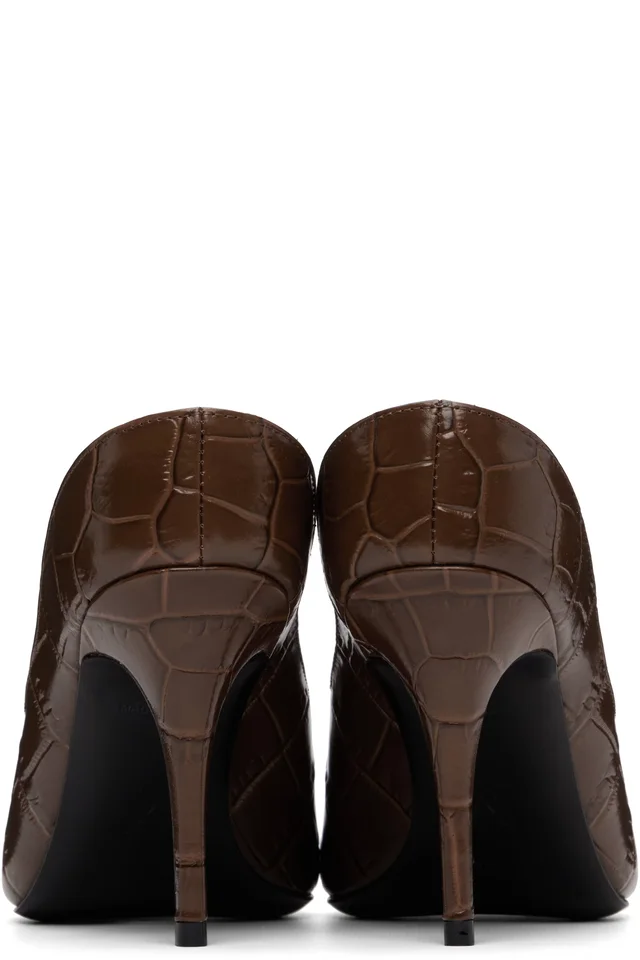 Amina Muaddi Brown Anok Mule 90 Heels, photo 2 of 5 from SSENSE