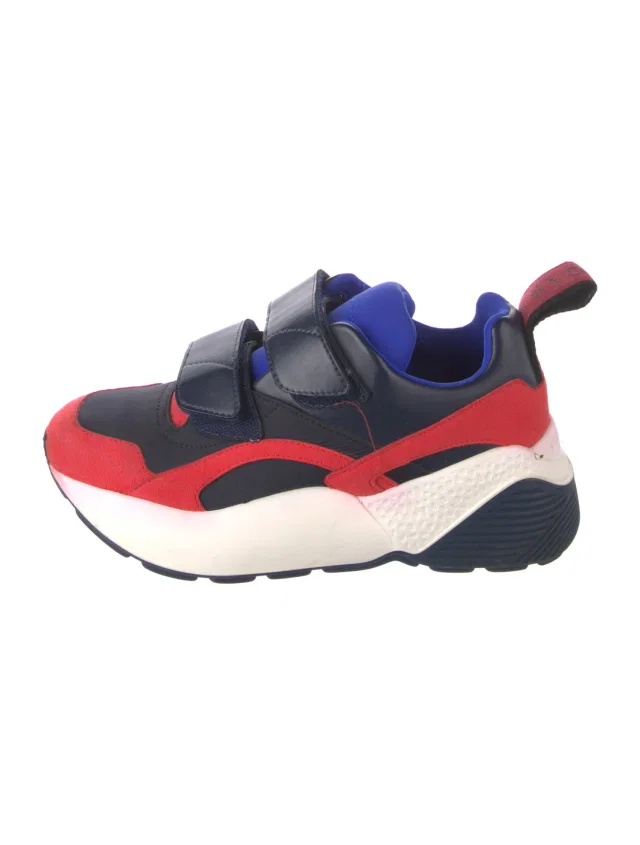 Stella McCartney Vegetarian Leather Printed Chunky Sneakers in blue|red Leather from The RealReal