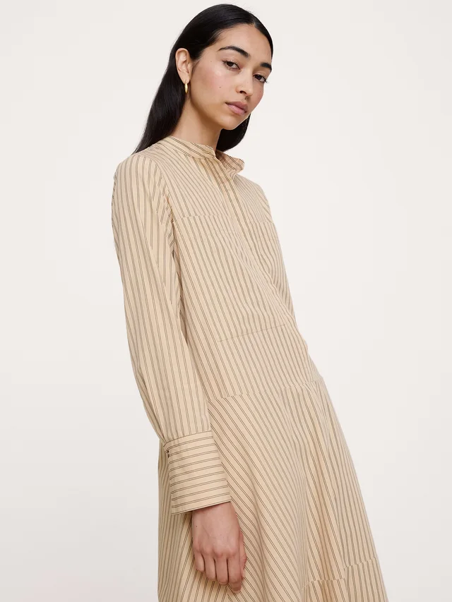 Banana Republic Cotton Trapeze Shirt Dress in Cream White Stripe, photo 3 of 3 from Banana Republic (US)