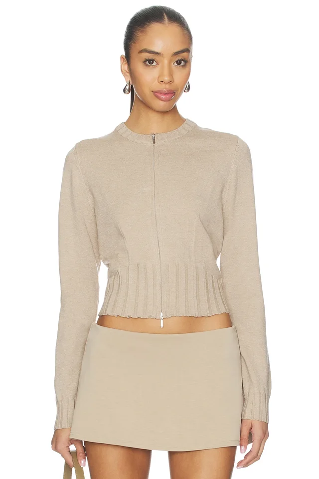 Geel Dennis Cardigan in Mushroom, photo 2 of 5 from REVOLVE (Canada)