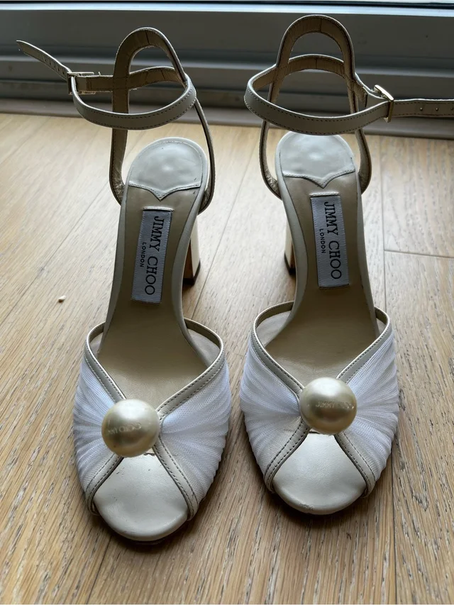 Jimmy Choo Ivory Tulle Sacaria Heels in white Leather from Poshmark