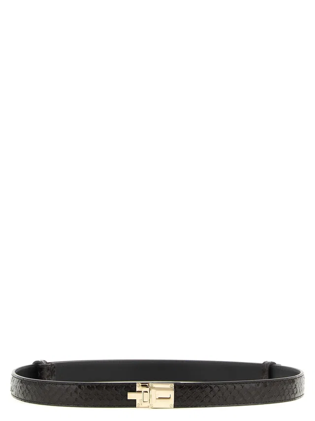 Tom Ford T Latch Belt — Brown Calf Leather in Brown Calfskin from HEWI