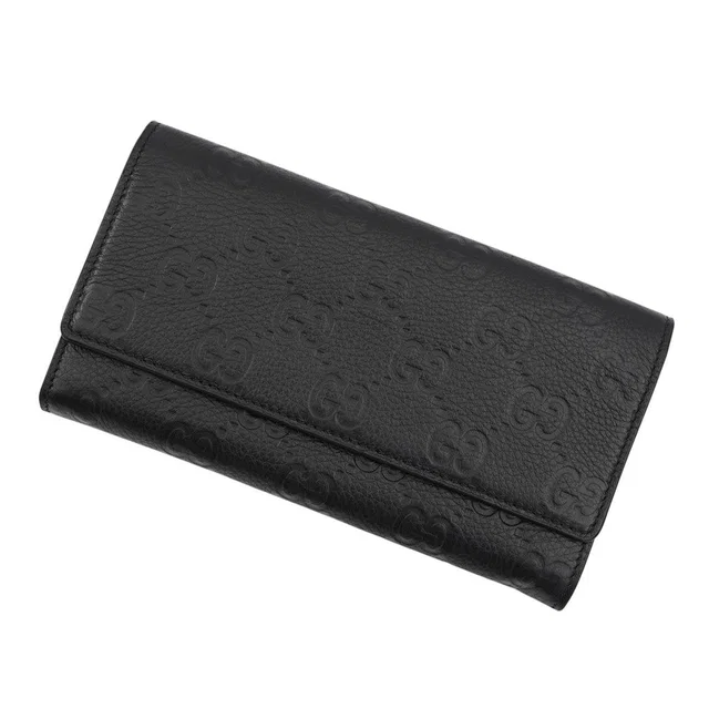 Gucci GG Emblem Continental Wallet Black815922 Leather in Leather from GALLERY RARE